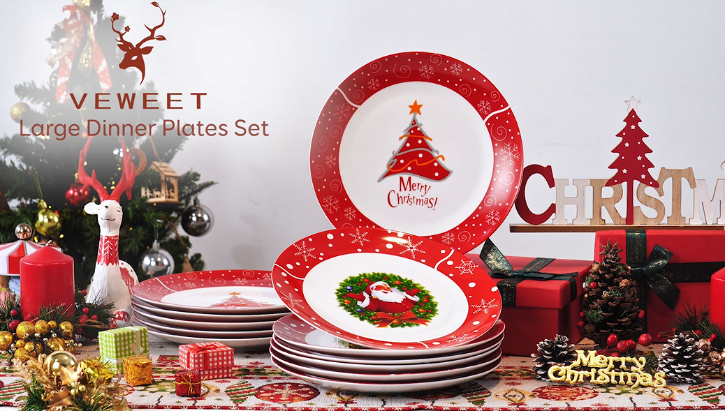Amazon.com | VEWEET Christmas Dinner Plates Set of 6, 10.5 Inch